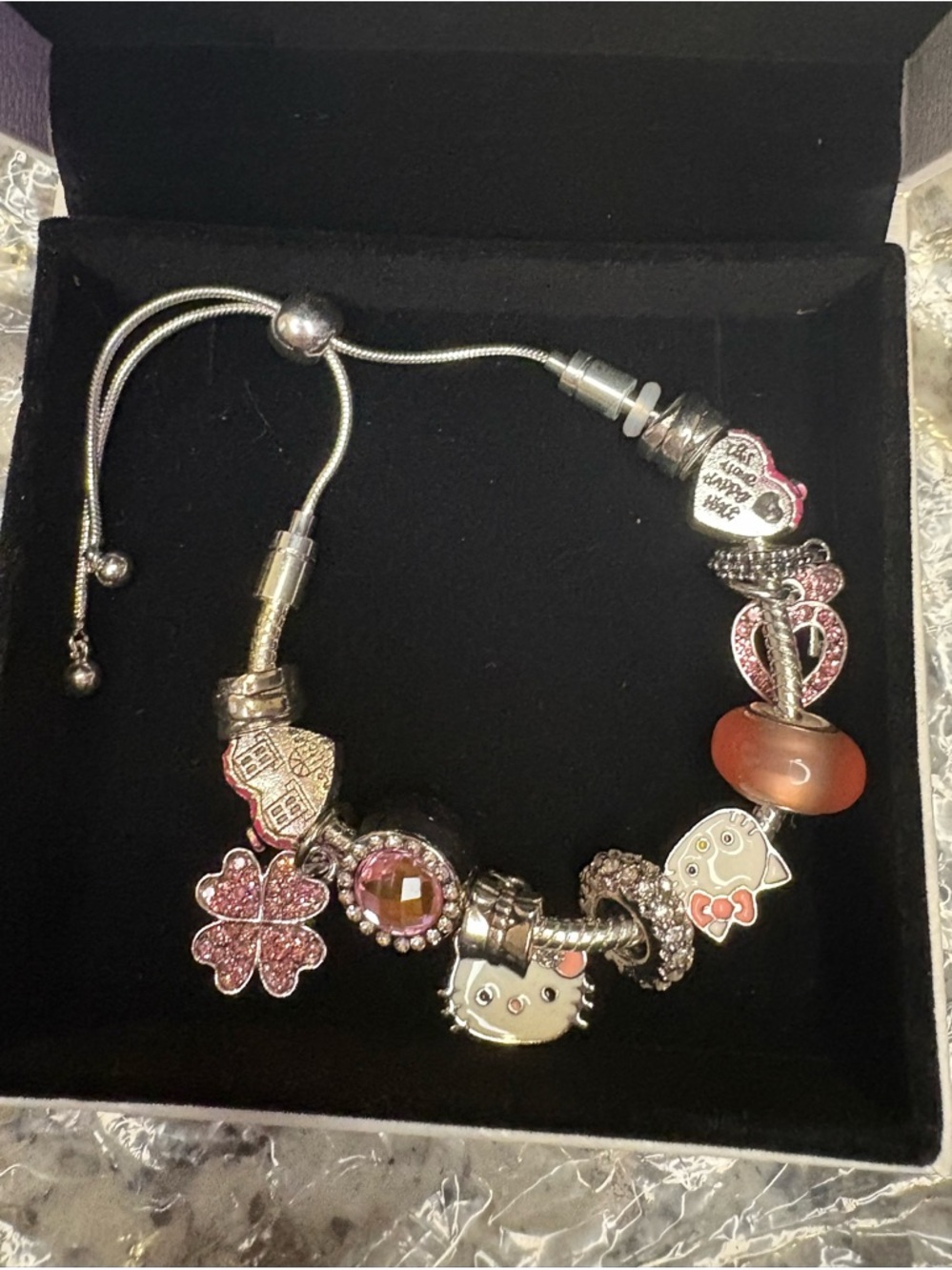 Hello Kitty Pink Charm Bracelet - Silver Tone(inspired pieces)